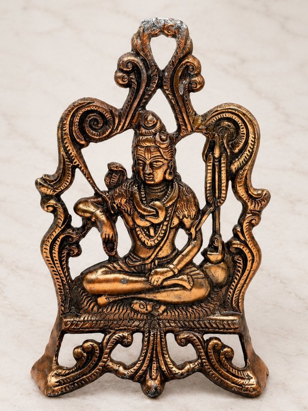 Vintage Brass Lord Shiva Wall Hanging Plaque Indian Hindu Temple Decor 9"
